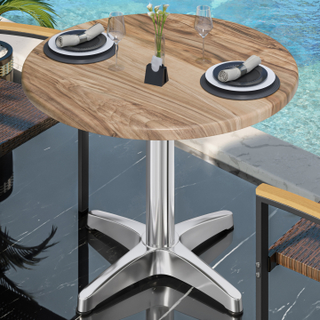 WBC | Bistro Außen Tisch | Ø:H 70 x 80,5 cm | Sheesham / Aluminium | Rund