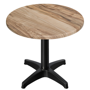 WBC | Bistro Außen Tisch | Ø:H 70 x 80,5 cm | Sheesham / Schwarz | Rund