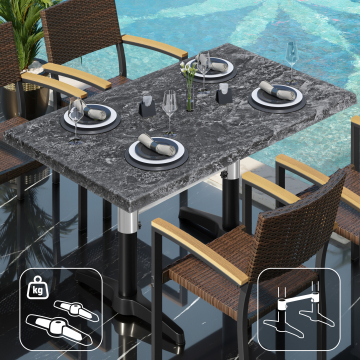 WBC | Bistro Außen Tisch | B: T: H:  120 x 70 x 80,5 cm | Felsen / Schwarz | Rechteckig | Zusatzgewicht + Verbinder