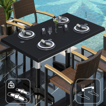 WBC | Bistro Außen Tisch | B: T: H:  120 x 70 x 80,5 cm | Schwarz / Schwarz | Rechteckig | Zusatzgewicht + Verbinder