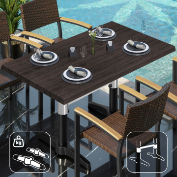 WBC | Bistro Außen Tisch | B: T: H:  120 x 70 x 80,5 cm | Wenge / Schwarz | Rechteckig | Zusatzgewicht + Verbinder