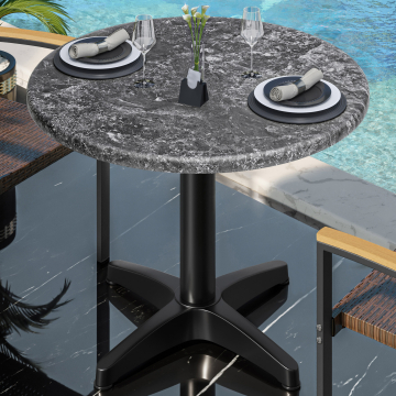 WBC | Bistro Außen Tisch | Ø:H 60 x 80,5 cm | Felsen / Schwarz | Rund