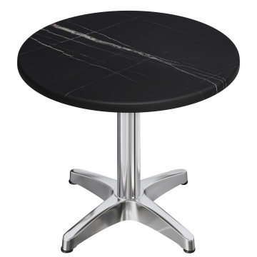 WBC | Bistro Außen Tisch | Ø:H 60 x 80,5 cm | Schwarz Marmor / Aluminium | Rund