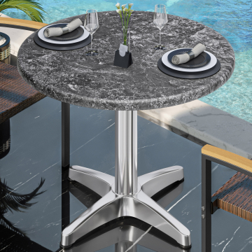 WBC | Bistro Außen Tisch | Ø:H 70 x 80,5 cm | Felsen / Aluminium | Rund