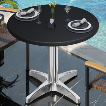 WBC | Bistro Außen Tisch | Ø:H 70 x 80,5 cm | Schwarz / Aluminium | Rund