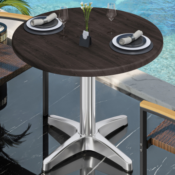 WBC | Bistro Außen Tisch | Ø:H 70 x 80,5 cm | Wenge / Aluminium | Rund