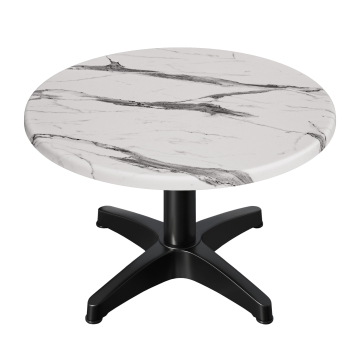 WBC | Mesa Werzalit baja | Ø:H 70 x 40 cm | Mármol blanco / Negro | Peso adicional