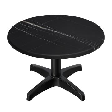WBC | Mesa Werzalit baja | Ø:H 70 x 40 cm | Mármol negro / Negro | Peso adicional