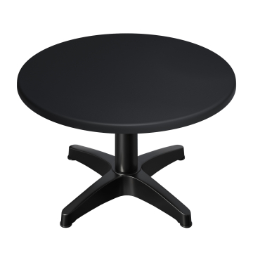 WBC | Mesa Werzalit baja | Ø:H 70 x 40 cm | Negro / Negro | Peso adicional