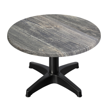 WBC | Mesa Werzalit baja | Ø:H 70 x 40 cm | Pino rústico / Negro | Peso adicional