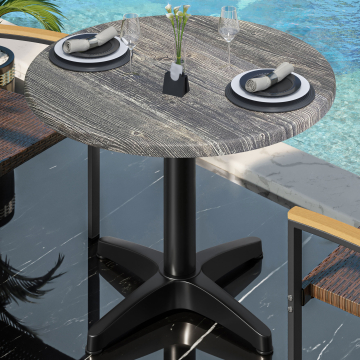 WBC | Werzalit Bistro Table | Ø:H 70 x 76 cm | sosna rustykalna / czarny