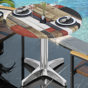 WBC | Werzalit Bistro Table | Ø:H 70 x 76 cm | Vintage Coloured / Aluminium