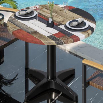 WBC | Werzalit Bistro Table | Ø:H 70 x 76 cm | Vintage Coloured / Black