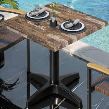 WBC | Werzalit Bistro Table | W:D:H 60 x 60 x 76 cm | Vintage Old / Black