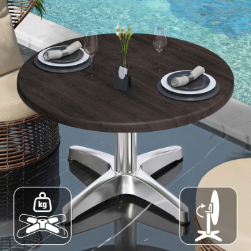 WBC | Werzalit Loungetafel | Ø:H 60 x 40 cm | Wenge / Aluminium | Opvouwbaar | Extra gewicht