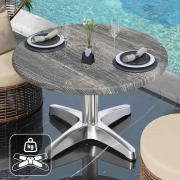 WBC | Werzalit Loungetafel | Ø:H 60 x 40 cm | Rustiek grenen / Aluminium | Extra gewicht