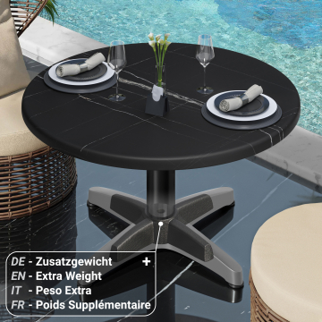 WBC | Werzalit Loungetafel | Ø:H 60 x 40 cm | Zwart marmer / Zwart | Extra gewicht