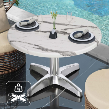 WBC | Werzalit Loungetafel | Ø:H 60 x 40 cm | Wit marmer / Aluminium | Extra gewicht