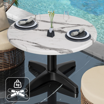 WBC | Werzalit Loungetafel | Ø:H 60 x 40 cm | Wit marmer / Zwart | Extra gewicht