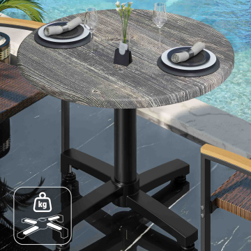 WBO | 31257 | Ø:Al 70 x 76 cm | Pino rústico / negro | Redondo | Peso adicional