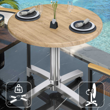 WBO | 31257 | Ø:Al 70 x 76 cm | Roble / Aluminio | Redondo | Plegable + peso adicional