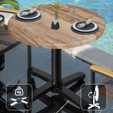 WBO | 31257 | Ø:Al 70 x 76 cm | Sheesham / Negro | Redondo | Plegable + peso adicional