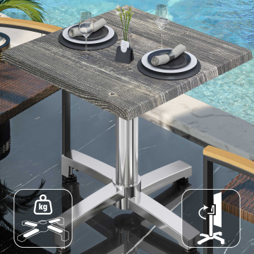WBO | 31257 | B:D:H 60 x 60 x 76 cm | Rustikk furu/aluminium | Torget | Sammenleggbar + tilleggsvekt