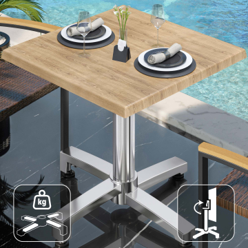 WBO | 31257 | B:D:H 70 x 70 x 76 cm | Eg / Aluminium | Firkantet | Sammenfoldelig + ekstra vægt