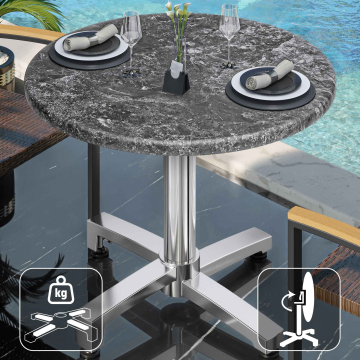 WBO | 31257 | Ø:H 60 x 76 cm | Rocce / Alluminio | Rotondo | Pieghevole + peso aggiuntivo