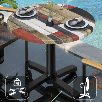 WBO | 31257 | Ø:H 60 x 76 cm | Vintage gekleurd / zwart | Rond | Opvouwbaar + extra gewicht