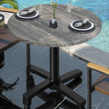 WBO | 31257 | Ø:H 70 x 76 cm | Rustiek grenen / zwart | Rond