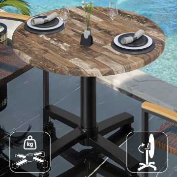 WBO | 31257 | Ø:H 70 x 76 cm | Vintage Oud / Zwart | Rond | Opvouwbaar + extra gewicht