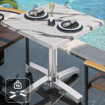 WBO | 31257 | L:P:H 60 x 60 x 76 cm | Marmo bianco / alluminio | Quadrato | Peso aggiuntivo