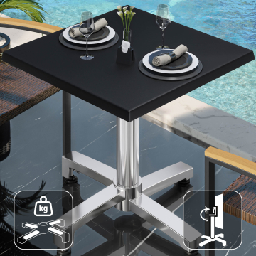 WBO | 31257 | L:P:H 70 x 70 x 76 cm | Nero / Alluminio | Quadrato | Pieghevole + peso aggiuntivo