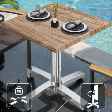 WBO | 31257 | L:P:H 70 x 70 x 76 cm | Sheesham / Alluminio | Quadrato | Pieghevole + peso aggiuntivo