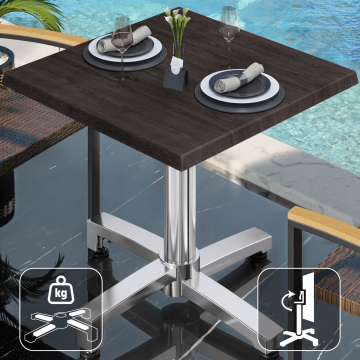 WBO | 31257 | L:P:H 70 x 70 x 76 cm | Wengé / Alluminio | Quadrato | Pieghevole + peso aggiuntivo