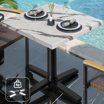 WBO | 31257 | W:D:H 60 x 60 x 76 cm | White marble / black | Square | Additional weight