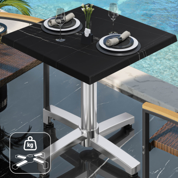 WBO | 31257 | W:D:H 70 x 70 x 76 cm | Black marble / aluminium | Square | Additional weight