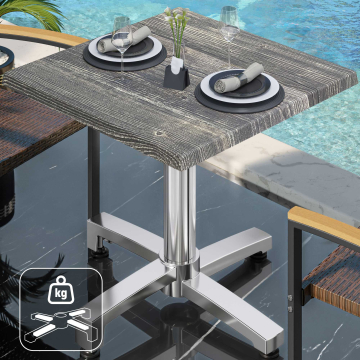 WBO | 31257 | W:D:H 70 x 70 x 76 cm | Rustic pine / aluminium | Square | Additional weight