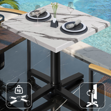 WBO | 31257 | W:D:H 70 x 70 x 76 cm | White marble / black | Square | Foldable + additional weight