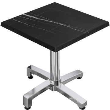 WBO | Bistro Außen Tisch | B:T:H 60 x 60 x 78,5 cm | Schwarz Marmor / Aluminium | Quadratisch