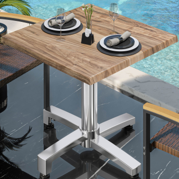 WBO | Bistro Außen Tisch | B:T:H 60 x 60 x 78,5 cm | Sheesham / Aluminium | Quadratisch