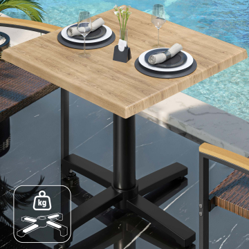 WBO | Bistro Außen Tisch | B:T:H 70 x 70 x 78,5 cm | Eiche / Schwarz | Quadratisch | Zusatzgewicht