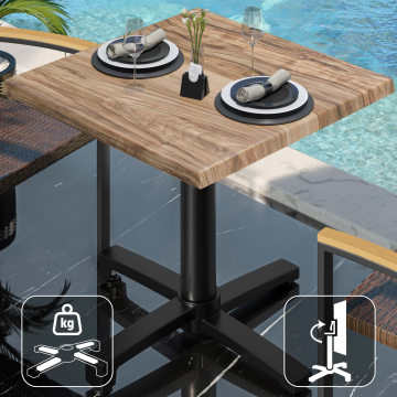 WBO | Bistro Außen Tisch | B:T:H 70 x 70 x 78,5 cm | Sheesham / Schwarz | Quadratisch | Klappbar + Zusatzgewicht