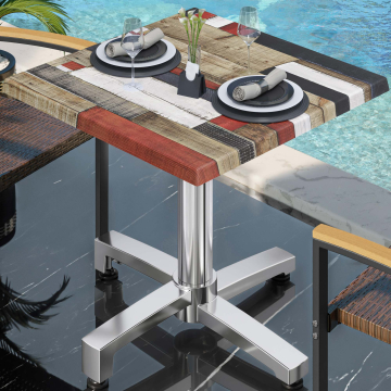 WBO | Bistro Außen Tisch | B:T:H 70 x 70 x 78,5 cm | Vintage Bunt / Aluminium | Quadratisch