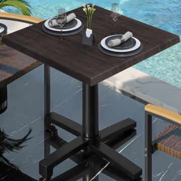 WBO | Bistro Außen Tisch | B:T:H 70 x 70 x 78,5 cm | Wenge / Schwarz | Quadratisch