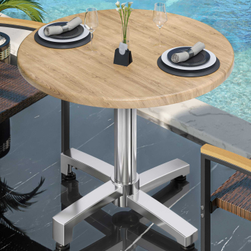 WBO | Bistro Außen Tisch | Ø:H 60 x 78,5 cm | Eiche / Aluminium | Rund