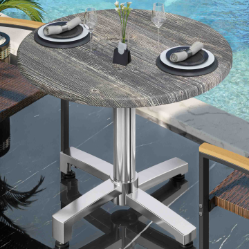 WBO | Bistro Außen Tisch | Ø:H 60 x 78,5 cm | Rustikal Kiefer / Aluminium | Rund