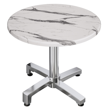WBO | Bistro Außen Tisch | Ø:H 60 x 78,5 cm | Weiß Marmor / Aluminium | Rund
