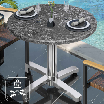 WBO | Bistro Außen Tisch | Ø:H 70 x 78,5 cm | Felsen / Aluminium | Rund | Zusatzgewicht